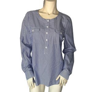 Vineyard Vines Lightweight Blue/White Stripped Cotton Shirt Bib Collar. Size 10.